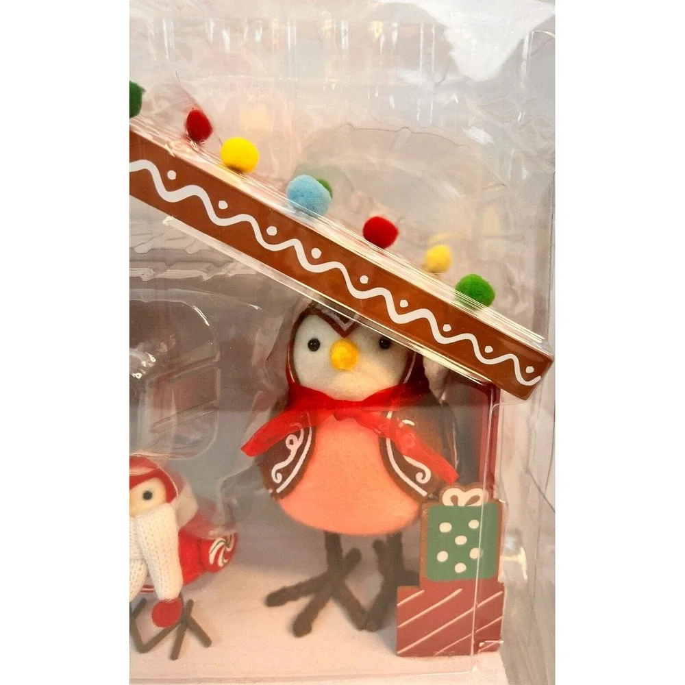 Target Wondershop‎ 4pc Featherly Friends Gingerbread Fabric Birds Set 2023 NEW